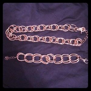 Gold rings necklace and bracelet set